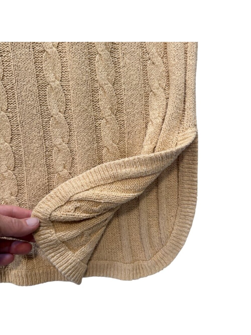 Vintage Pierre Cardin Oversized Sweater Women's M Silk Cable Knit Harvest Gold - Picture 6 of 7